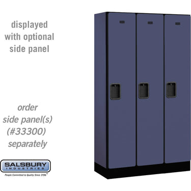 12-inch Wide Single Tier Designer Wood Locker - 3 Wide - 5 Feet High - 15-inch Deep by Salsbury – Blue – Hasps by Salsbury