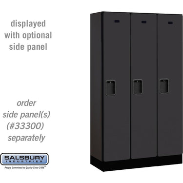 12-inch Wide Single Tier Designer Wood Locker - 3 Wide - 5 Feet High - 15-inch Deep by Salsbury – Black – Hasps by Salsbury