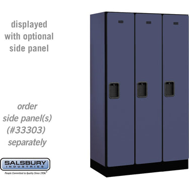 12-inch Wide Single Tier Designer Wood Locker - 3 Wide - 5 Feet High - 18-inch Deep by Salsbury – Blue – Hasps by Salsbury