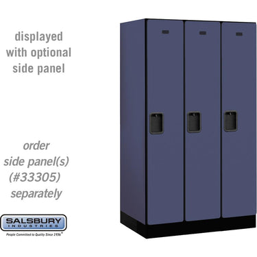 12-inch Wide Single Tier Designer Wood Locker - 3 Wide - 5 Feet High - 21-inch Deep by Salsbury – Blue – Hasps by Salsbury