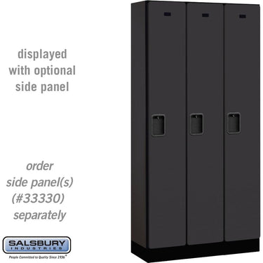 12-inch Wide Single Tier Designer Wood Locker - 3 Wide - 6 Feet High - 15-inch Deep by Salsbury – Black – Hasps by Salsbury