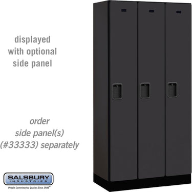 12-inch Wide Single Tier Designer Wood Locker - 3 Wide - 6 Feet High - 18-inch Deep by Salsbury – Black – Hasps by Salsbury