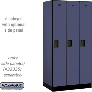 12-inch Wide Single Tier Designer Wood Locker - 3 Wide - 6 Feet High - 21-inch Deep by Salsbury – Blue – Hasps by Salsbury