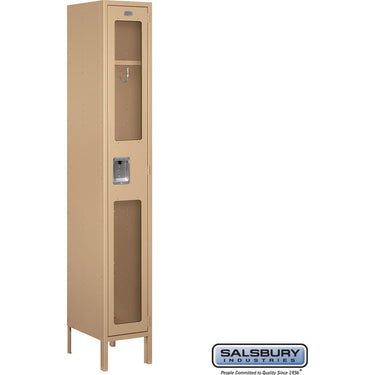 12-inch Wide Single Tier See-Through Metal Locker - 1 Wide - 6 Feet High - 15-inch Deep by Salsbury – Tan – Assembled by Salsbury
