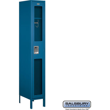 12-inch Wide Single Tier See-Through Metal Locker - 1 Wide - 6 Feet High - 18-inch Deep by Salsbury – Blue – Assembled by Salsbury