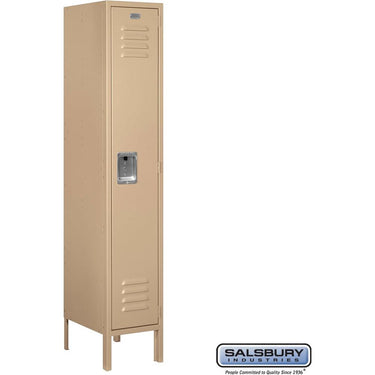 12-inch Wide Single Tier Standard Metal Locker - 1 Wide - 5 Feet High - 15-inch Deep by Salsbury – Tan – Assembled by Salsbury