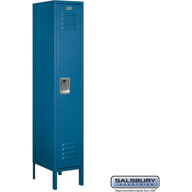 12-inch Wide Single Tier Standard Metal Locker - 1 Wide - 5 Feet High - 15-inch Deep by Salsbury – Blue – Assembled by Salsbury