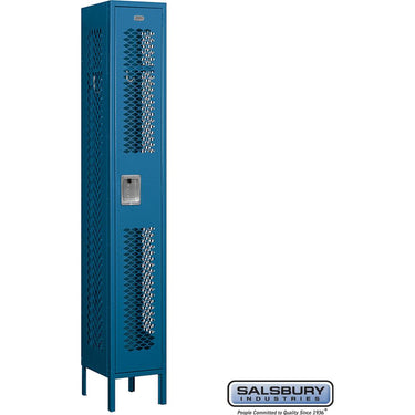 12-inch Wide Single Tier Vented Metal Locker - 1 Wide - 6 Feet High - 12-inch Deep by Salsbury – Blue – Assembled by Salsbury