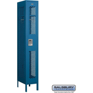 12-inch Wide Single Tier Vented Metal Locker - 1 Wide - 6 Feet High - 18-inch Deep by Salsbury – Blue – Assembled by Salsbury