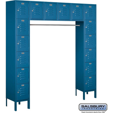 12-inch Wide Six Tier Box Style Bridge Standard Metal Locker - 16 Box - 18-inch Deep by Salsbury – Blue – Assembled by Salsbury