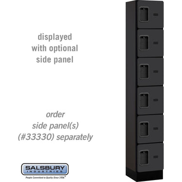 12-inch Wide Six Tier Box Style Designer Wood Locker - 1 Wide - 6 Feet High - 15-inch Deep by Salsbury – Black – Hasps by Salsbury