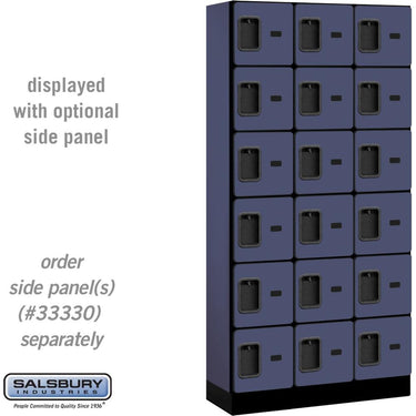 12-inch Wide Six Tier Box Style Designer Wood Locker - 3 Wide - 6 Feet High - 15-inch Deep by Salsbury – Blue – Hasps by Salsbury