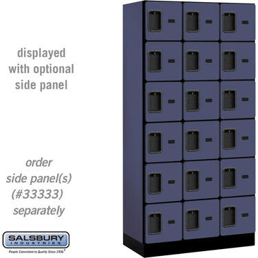 12-inch Wide Six Tier Box Style Designer Wood Locker - 3 Wide - 6 Feet High - 18-inch Deep by Salsbury – Blue – Hasps by Salsbury