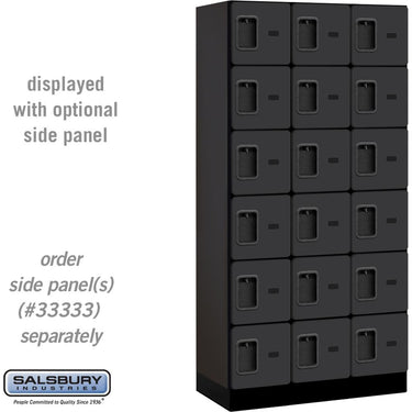 12-inch Wide Six Tier Box Style Designer Wood Locker - 3 Wide - 6 Feet High - 18-inch Deep by Salsbury – Black – Hasps by Salsbury