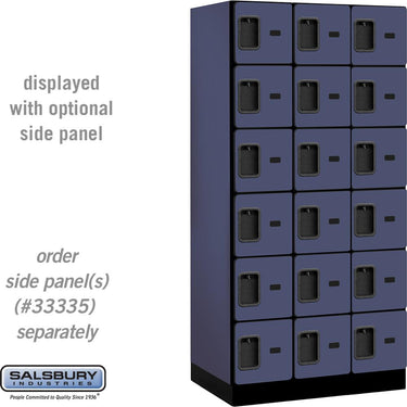 12-inch Wide Six Tier Box Style Designer Wood Locker - 3 Wide - 6 Feet High - 21-inch Deep by Salsbury – Blue – Hasps by Salsbury
