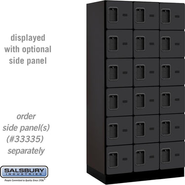12-inch Wide Six Tier Box Style Designer Wood Locker - 3 Wide - 6 Feet High - 21-inch Deep by Salsbury – Black – Hasps by Salsbury