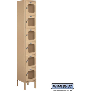 12-inch Wide Six Tier Box Style See-Through Metal Locker - 1 Wide - 6 Feet High - 12-inch Deep by Salsbury – Tan – Assembled by Salsbury