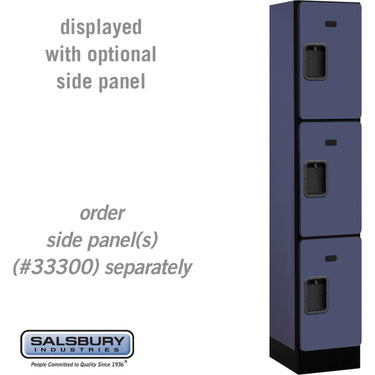 12-inch Wide Triple Tier Designer Wood Locker - 1 Wide - 5 Feet High - 15-inch Deep by Salsbury – Blue – Hasps by Salsbury