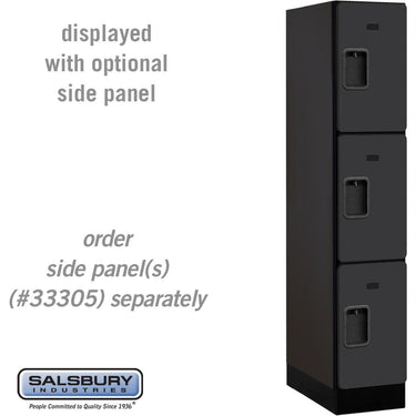 12-inch Wide Triple Tier Designer Wood Locker - 1 Wide - 5 Feet High - 21-inch Deep by Salsbury – Black – Hasps by Salsbury