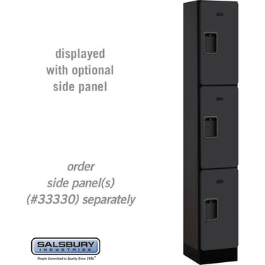 12-inch Wide Triple Tier Designer Wood Locker - 1 Wide - 6 Feet High - 15-inch Deep by Salsbury – Black – Hasps by Salsbury