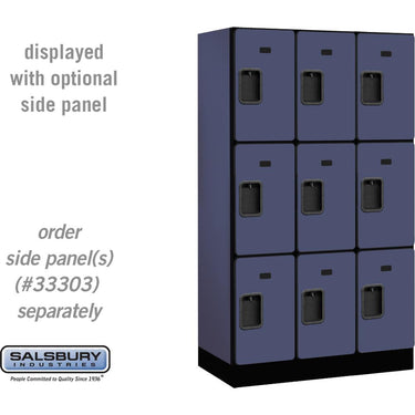 12-inch Wide Triple Tier Designer Wood Locker - 3 Wide - 5 Feet High - 18-inch Deep by Salsbury – Blue – Hasps by Salsbury