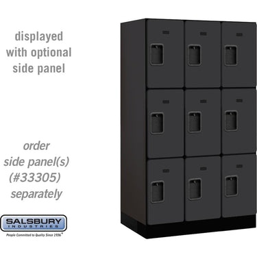 12-inch Wide Triple Tier Designer Wood Locker - 3 Wide - 5 Feet High - 21-inch Deep by Salsbury – Black – Hasps by Salsbury