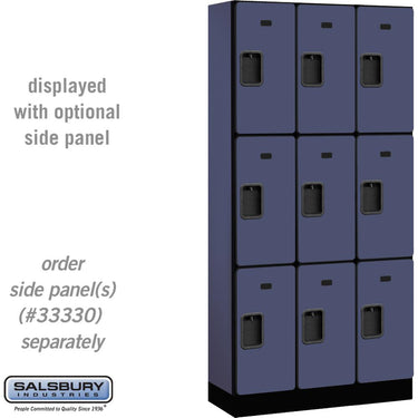 12-inch Wide Triple Tier Designer Wood Locker - 3 Wide - 6 Feet High - 15-inch Deep by Salsbury – Blue – Hasps by Salsbury