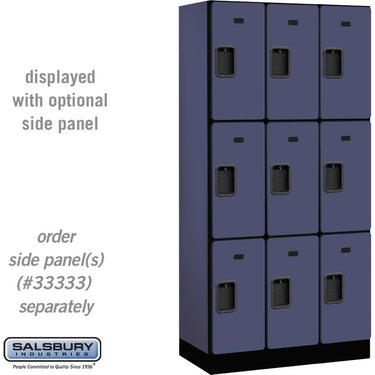 12-inch Wide Triple Tier Designer Wood Locker - 3 Wide - 6 Feet High - 18-inch Deep by Salsbury – Blue – Hasps by Salsbury