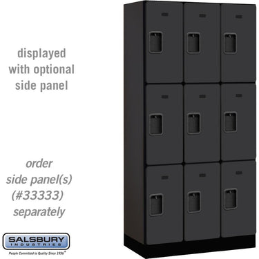 12-inch Wide Triple Tier Designer Wood Locker - 3 Wide - 6 Feet High - 18-inch Deep by Salsbury – Black – Hasps by Salsbury