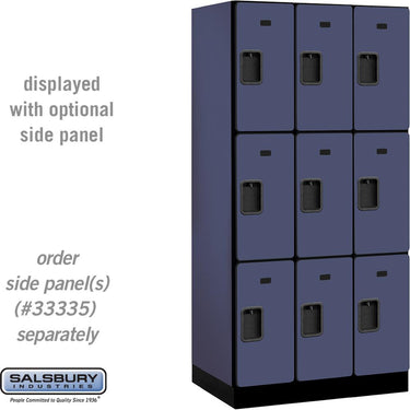 12-inch Wide Triple Tier Designer Wood Locker - 3 Wide - 6 Feet High - 21-inch Deep by Salsbury – Blue – Hasps by Salsbury