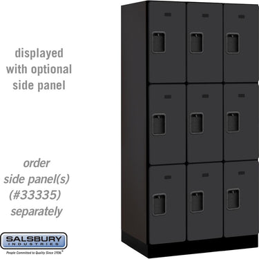 12-inch Wide Triple Tier Designer Wood Locker - 3 Wide - 6 Feet High - 21-inch Deep by Salsbury – Black – Hasps by Salsbury