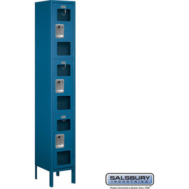 12-inch Wide Triple Tier See-Through Metal Locker - 1 Wide - 6 Feet High - 12-inch Deep by Salsbury – Blue – Assembled by Salsbury