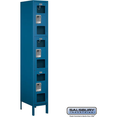 12-inch Wide Triple Tier See-Through Metal Locker - 1 Wide - 6 Feet High - 18-inch Deep by Salsbury – Blue – Assembled by Salsbury