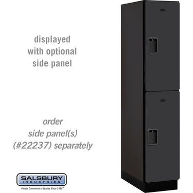 15-inch Wide Double Tier Designer Wood Locker - 1 Wide - 6 Feet High - 24-inch Deep by Salsbury – Black – Hasps by Salsbury