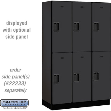 15-inch Wide Double Tier Designer Wood Locker - 3 Wide - 6 Feet High - 18-inch Deep by Salsbury – Black – Hasps by Salsbury