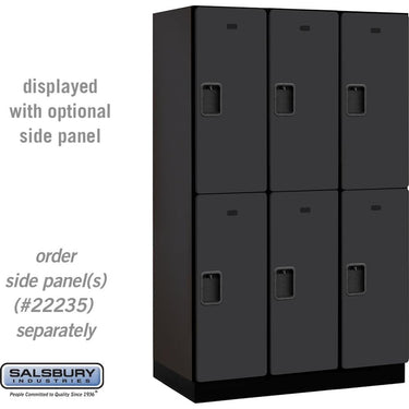 15-inch Wide Double Tier Designer Wood Locker - 3 Wide - 6 Feet High - 21-inch Deep by Salsbury – Black – Hasps by Salsbury