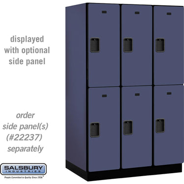 15-inch Wide Double Tier Designer Wood Locker - 3 Wide - 6 Feet High - 24-inch Deep by Salsbury – Blue – Hasps by Salsbury