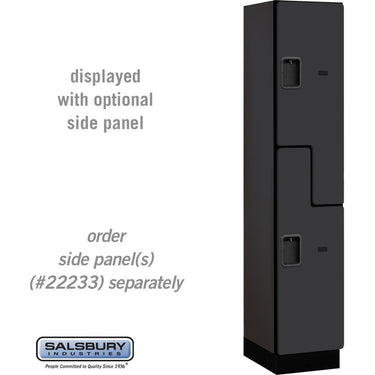 15-inch Wide Double Tier 'S' Style Designer Wood Locker - 1 Wide - 6 Feet High - 18-inch Deep by Salsbury – Black – Hasps by Salsbury