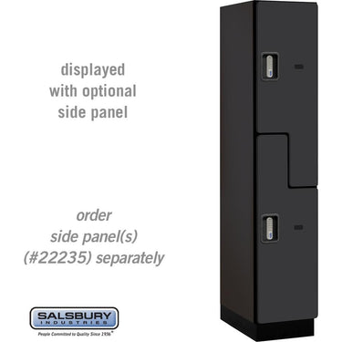 15-inch Wide Double Tier 'S' Style Designer Wood Locker - 1 Wide - 6 Feet High - 21-inch Deep by Salsbury – Black – Silver Electronic Locks by Salsbury