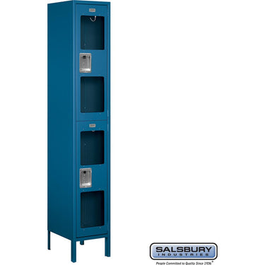 15-inch Wide Double Tier See-Through Metal Locker - 1 Wide - 6 Feet High - 15-inch Deep by Salsbury – Blue – Assembled by Salsbury