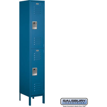 15-inch Wide Double Tier Standard Metal Locker - 1 Wide - 6 Feet High - 15-inch Deep by Salsbury – Blue – Assembled by Salsbury