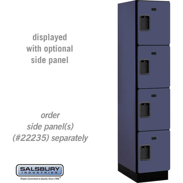 15-inch Wide Four Tier Designer Wood Locker - 1 Wide - 6 Feet High - 21-inch Deep by Salsbury – Blue – Hasps by Salsbury