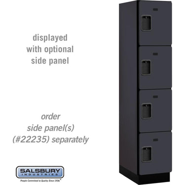 15-inch Wide Four Tier Designer Wood Locker - 1 Wide - 6 Feet High - 21-inch Deep by Salsbury – Black – Hasps by Salsbury