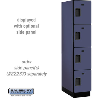 15-inch Wide Four Tier Designer Wood Locker - 1 Wide - 6 Feet High - 24-inch Deep by Salsbury – Blue – Hasps by Salsbury