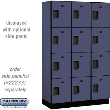 15-inch Wide Four Tier Designer Wood Locker - 3 Wide - 6 Feet High - 18-inch Deep by Salsbury – Blue – Hasps by Salsbury