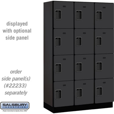 15-inch Wide Four Tier Designer Wood Locker - 3 Wide - 6 Feet High - 18-inch Deep by Salsbury – Black – Hasps by Salsbury