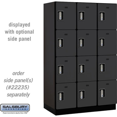 15-inch Wide Four Tier Designer Wood Locker - 3 Wide - 6 Feet High - 21-inch Deep by Salsbury – Black – Silver Electronic Locks by Salsbury