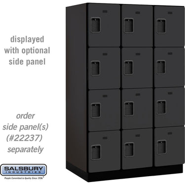 15-inch Wide Four Tier Designer Wood Locker - 3 Wide - 6 Feet High - 24-inch Deep by Salsbury – Black – Hasps by Salsbury