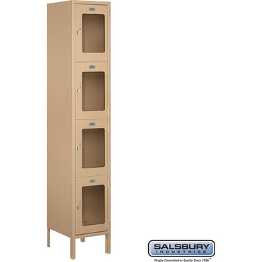 15-inch Wide Four Tier See-Through Metal Locker - 1 Wide - 6 Feet High - 15-inch Deep by Salsbury – Tan – Assembled by Salsbury