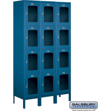15-inch Wide Four Tier See-Through Metal Locker - 3 Wide - 6 Feet High - 15-inch Deep by Salsbury – Blue – Assembled by Salsbury